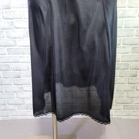 Vintage Maidenform 38 Full Black Slip Lingerie Something Special Nylon Lace - Picture 3 of 9